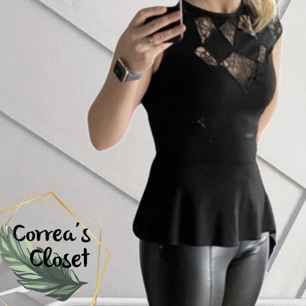 Guess black peplum top